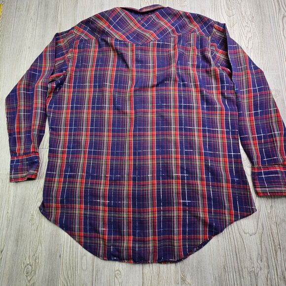 Vintage Craig‎ Andrew Western Pearl Snap Shirt Sz XL Metallic Plaid Rockabilly - Picture 8 of 10